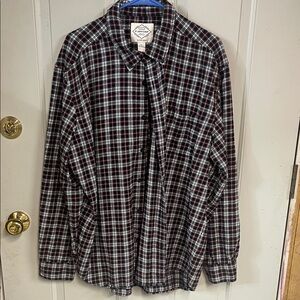 St. John's Bay Men's Red and Black Plaid Shirt